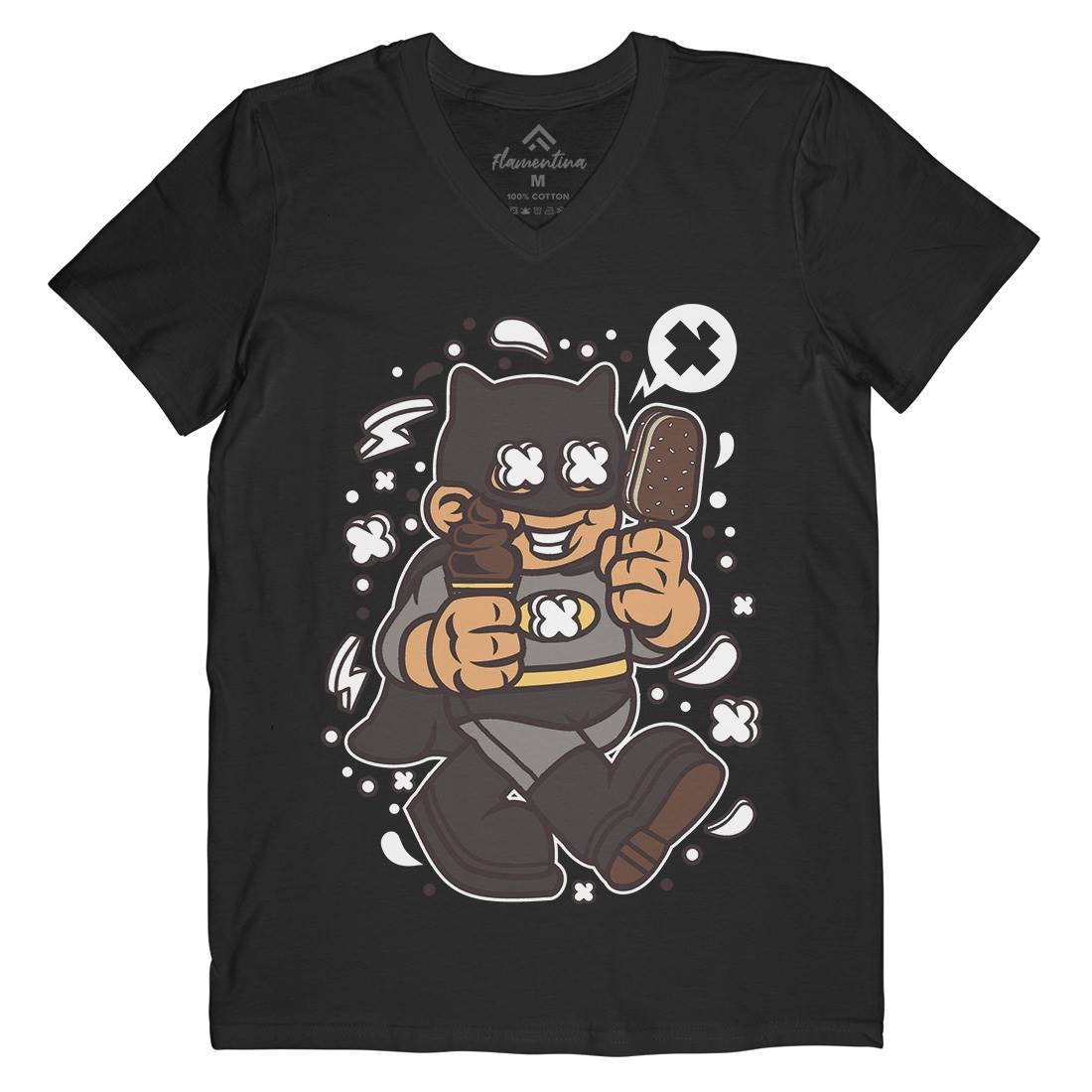 Superhero Bat Kid Mens V-Neck T-Shirt Geek C264