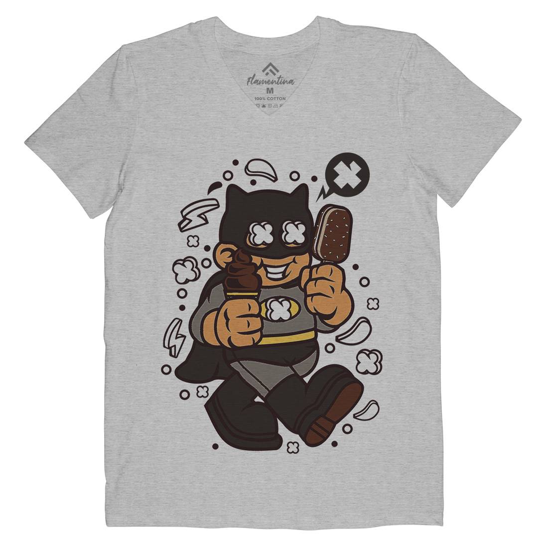 Superhero Bat Kid Mens Organic V-Neck T-Shirt Geek C264