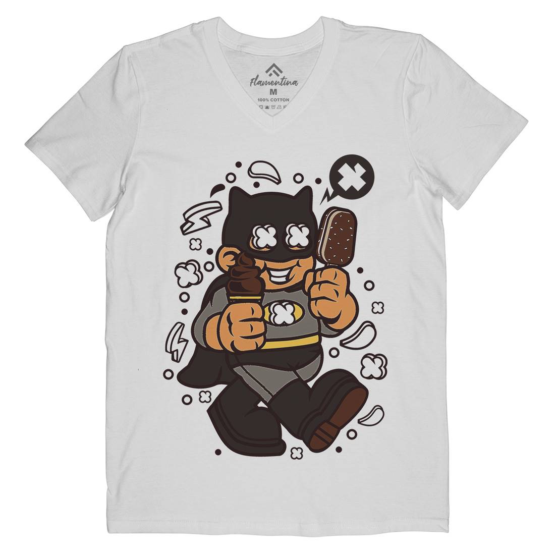Superhero Bat Kid Mens Organic V-Neck T-Shirt Geek C264