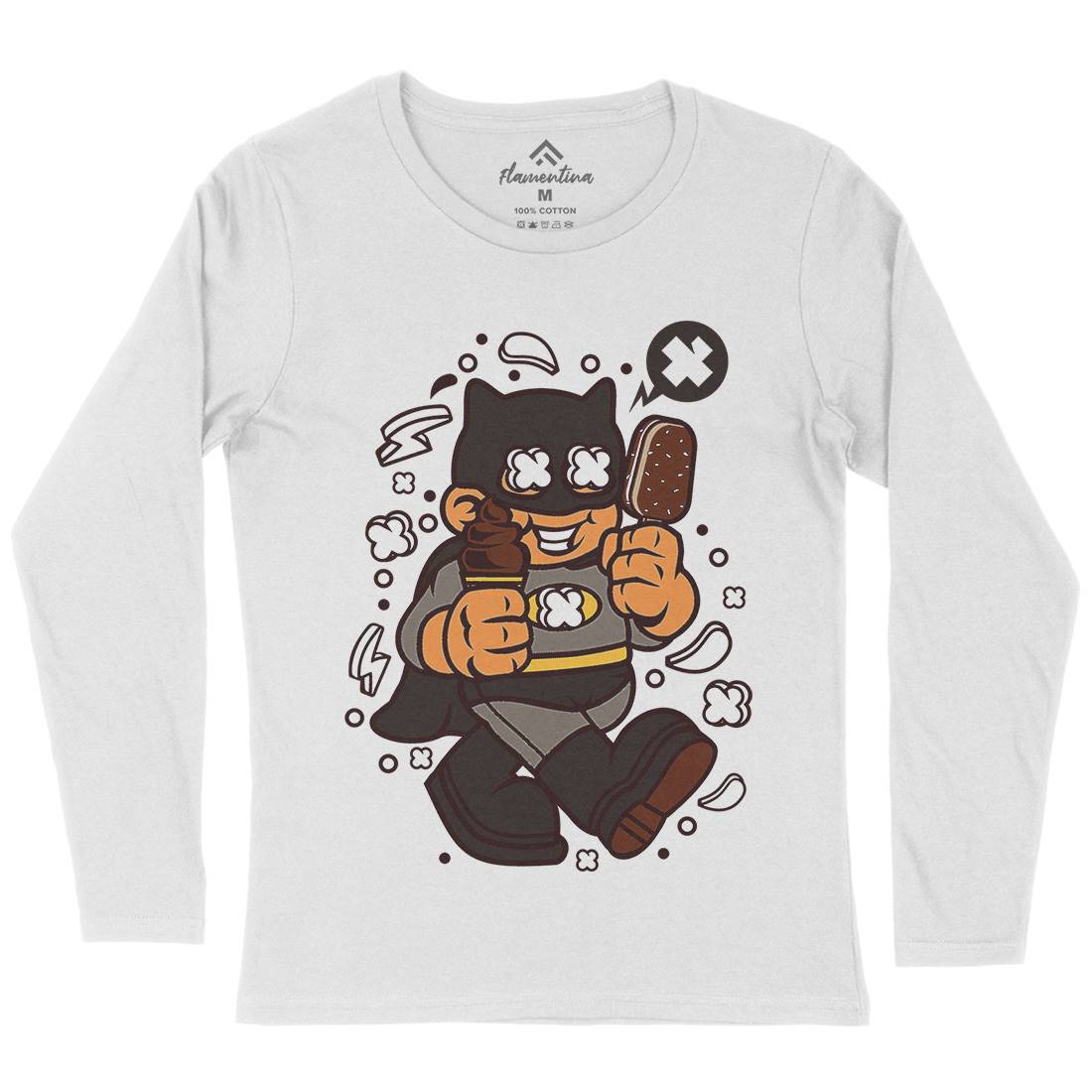 Superhero Bat Kid Womens Long Sleeve T-Shirt Geek C264