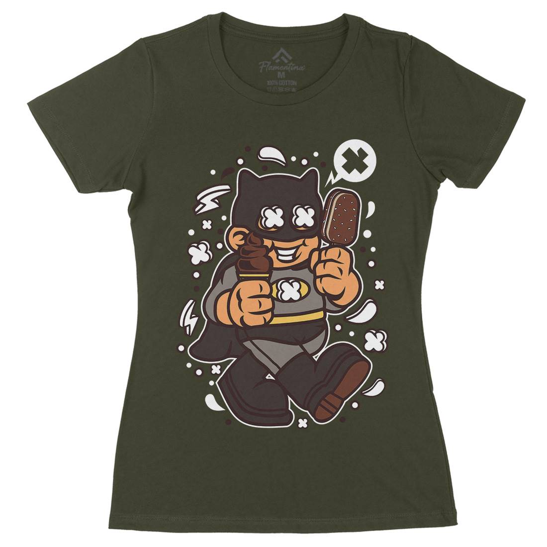Superhero Bat Kid Womens Organic Crew Neck T-Shirt Geek C264