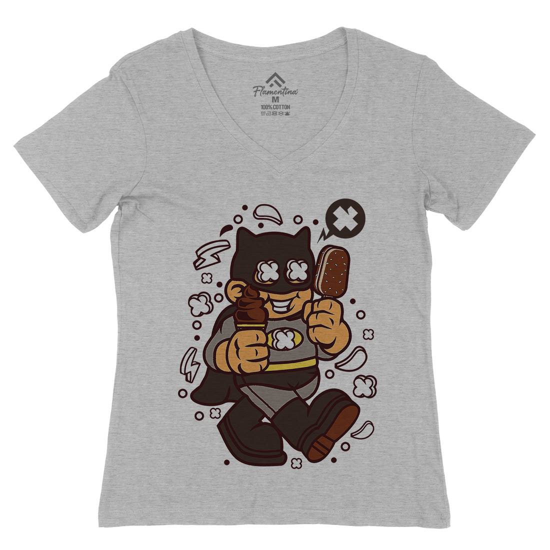 Superhero Bat Kid Womens Organic V-Neck T-Shirt Geek C264