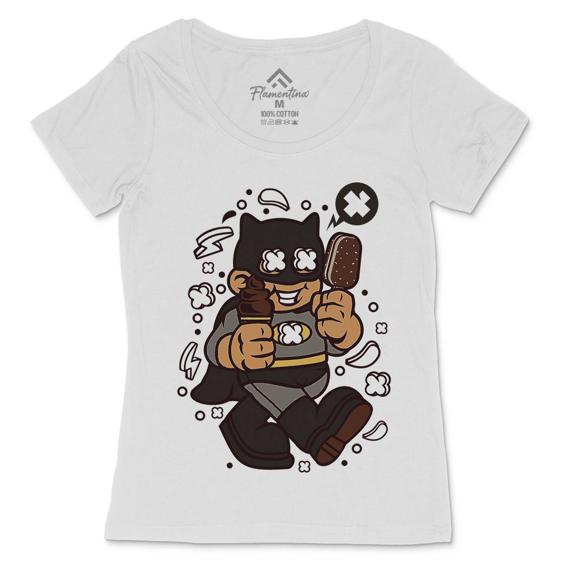 Superhero Bat Kid Womens Scoop Neck T-Shirt Geek C264