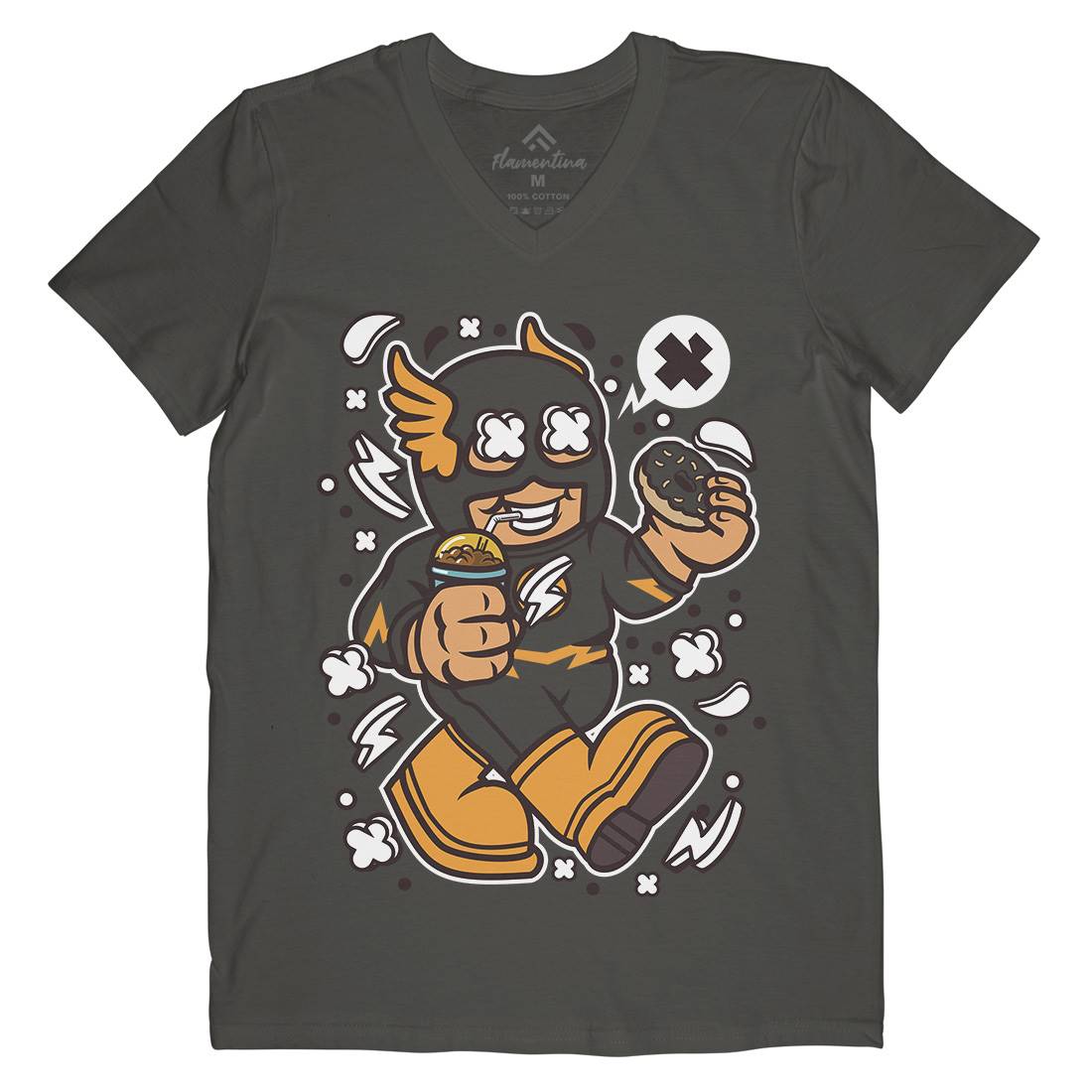 Superhero Flash Kid Mens V-Neck T-Shirt Geek C265