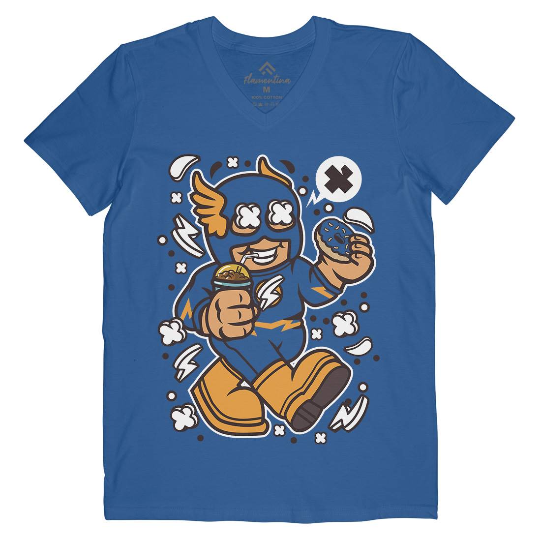 Superhero Flash Kid Mens V-Neck T-Shirt Geek C265