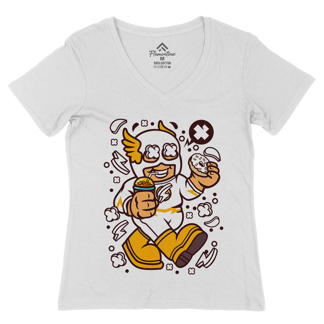 Superhero Flash Kid Womens Organic V-Neck T-Shirt Geek C265