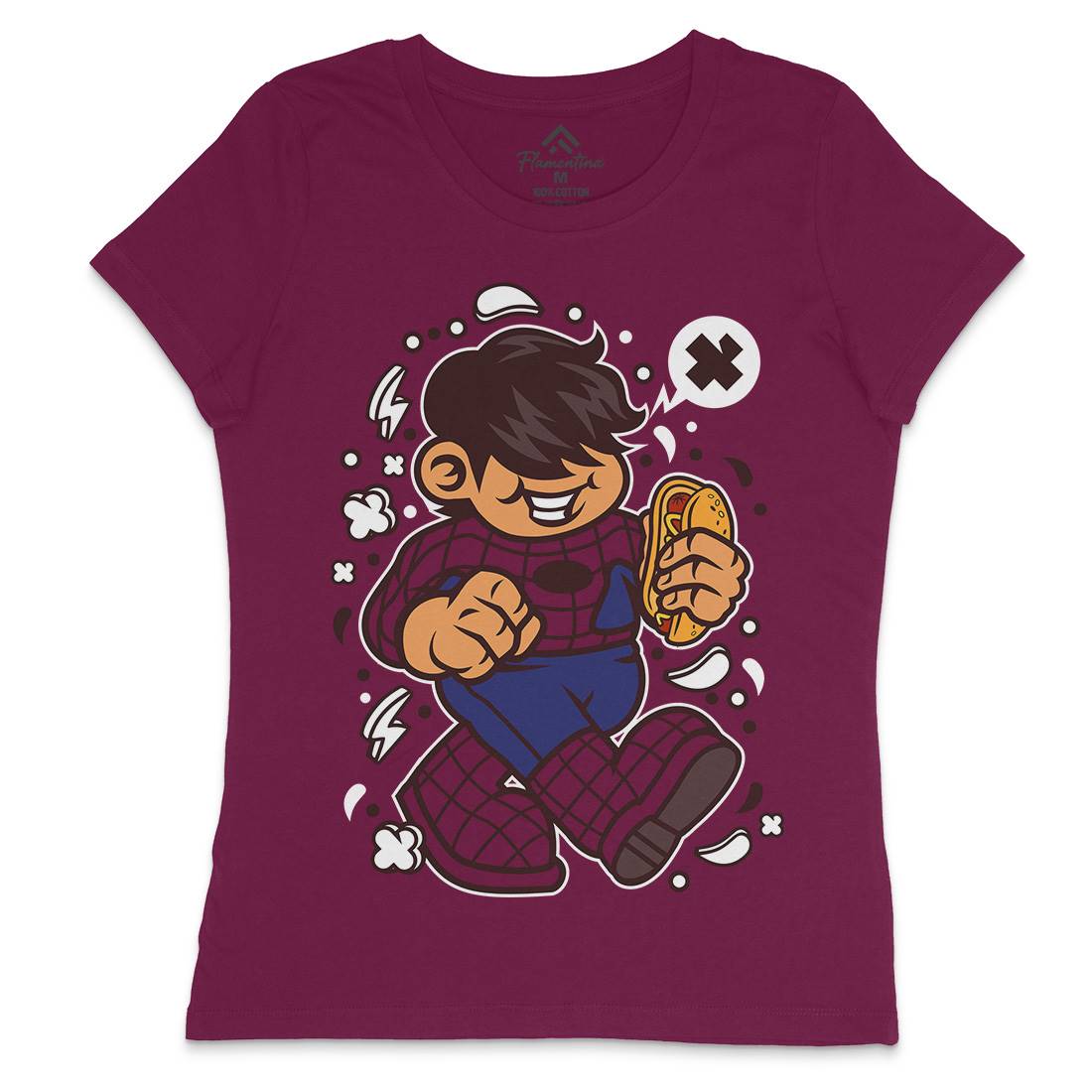 Superhero Spider Kid Womens Crew Neck T-Shirt Geek C266