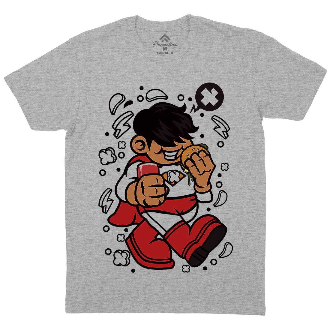 Superhero Super Kid Mens Organic Crew Neck T-Shirt Geek C267