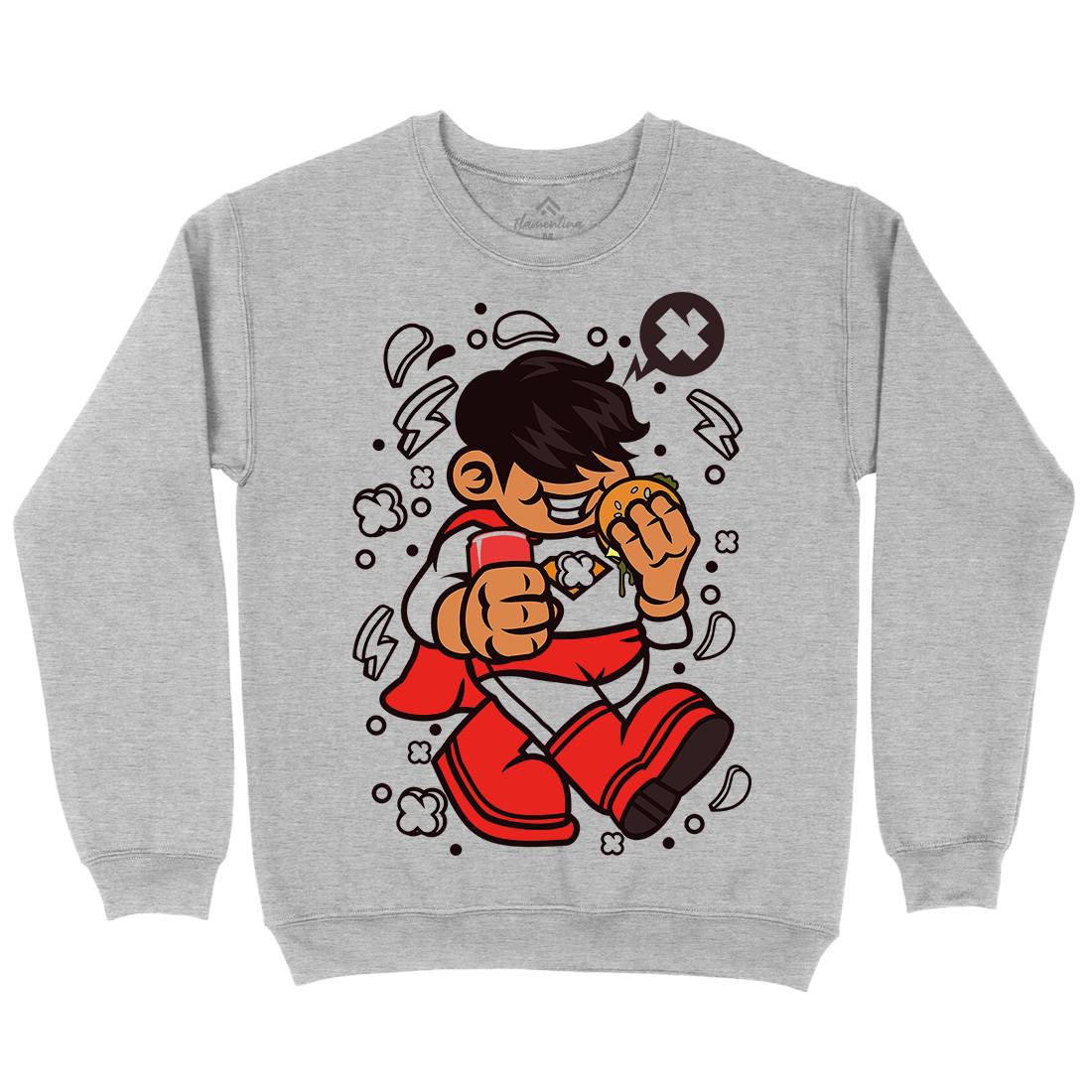Superhero Super Kid Mens Crew Neck Sweatshirt Geek C267