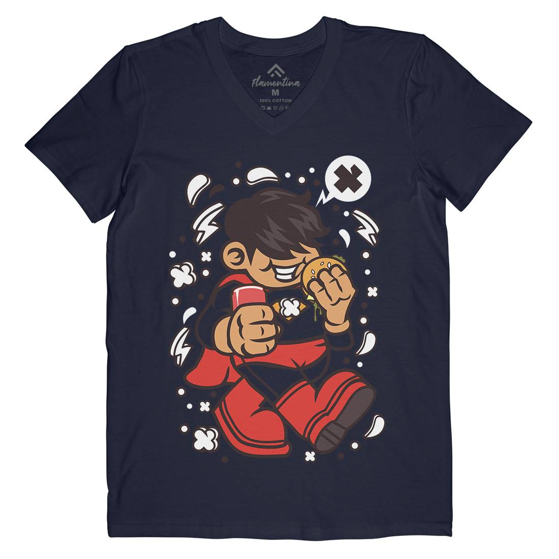 Superhero Super Kid Mens Organic V-Neck T-Shirt Geek C267
