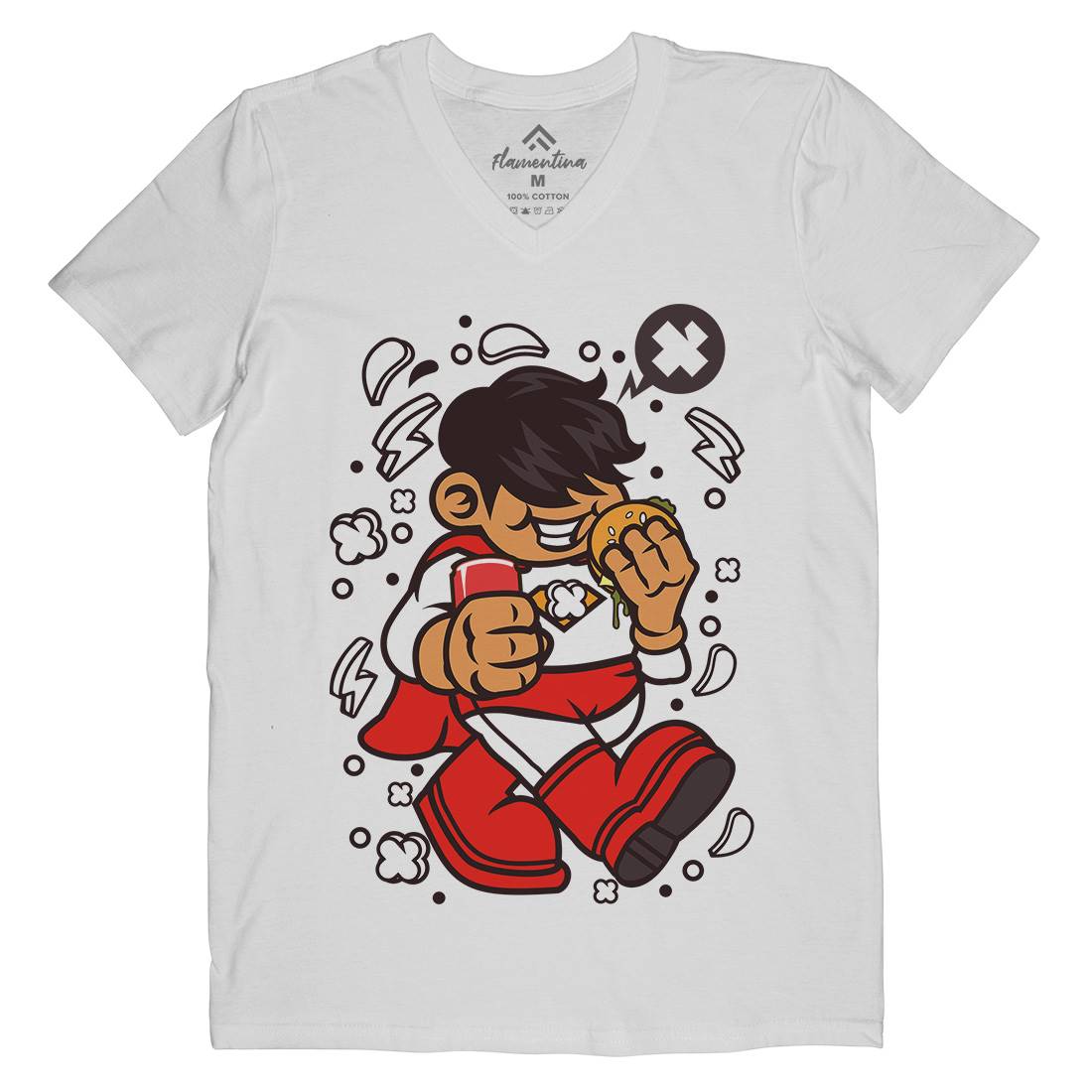 Superhero Super Kid Mens Organic V-Neck T-Shirt Geek C267