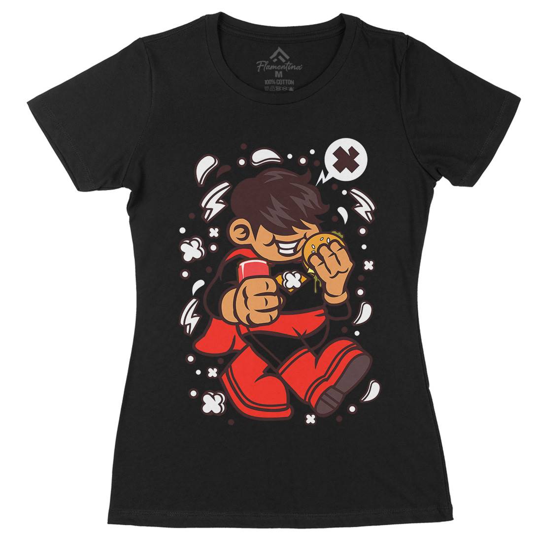 Superhero Super Kid Womens Organic Crew Neck T-Shirt Geek C267