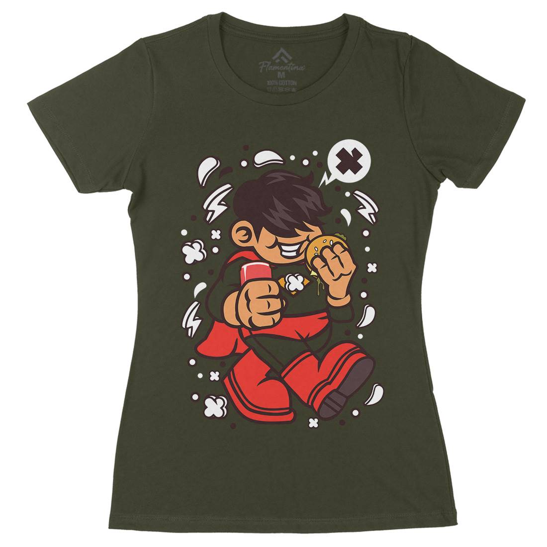 Superhero Super Kid Womens Organic Crew Neck T-Shirt Geek C267