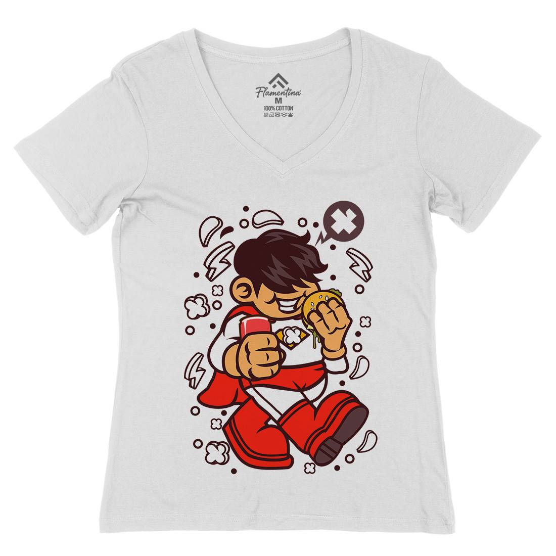 Superhero Super Kid Womens Organic V-Neck T-Shirt Geek C267