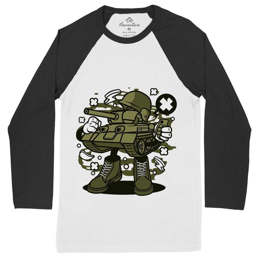 Tank Mens Long Sleeve Baseball T-Shirt Army C270