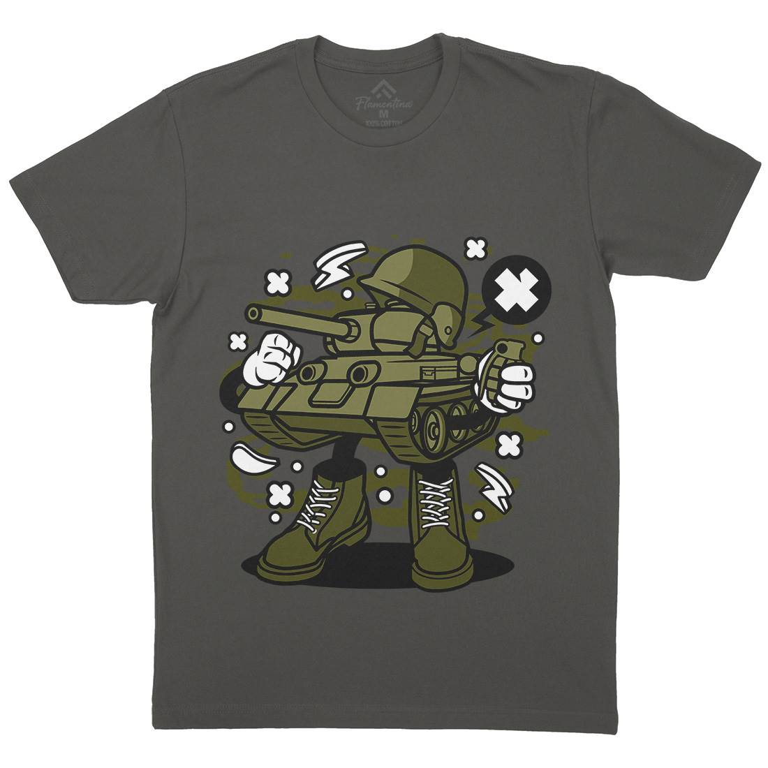 Tank Mens Organic Crew Neck T-Shirt Army C270