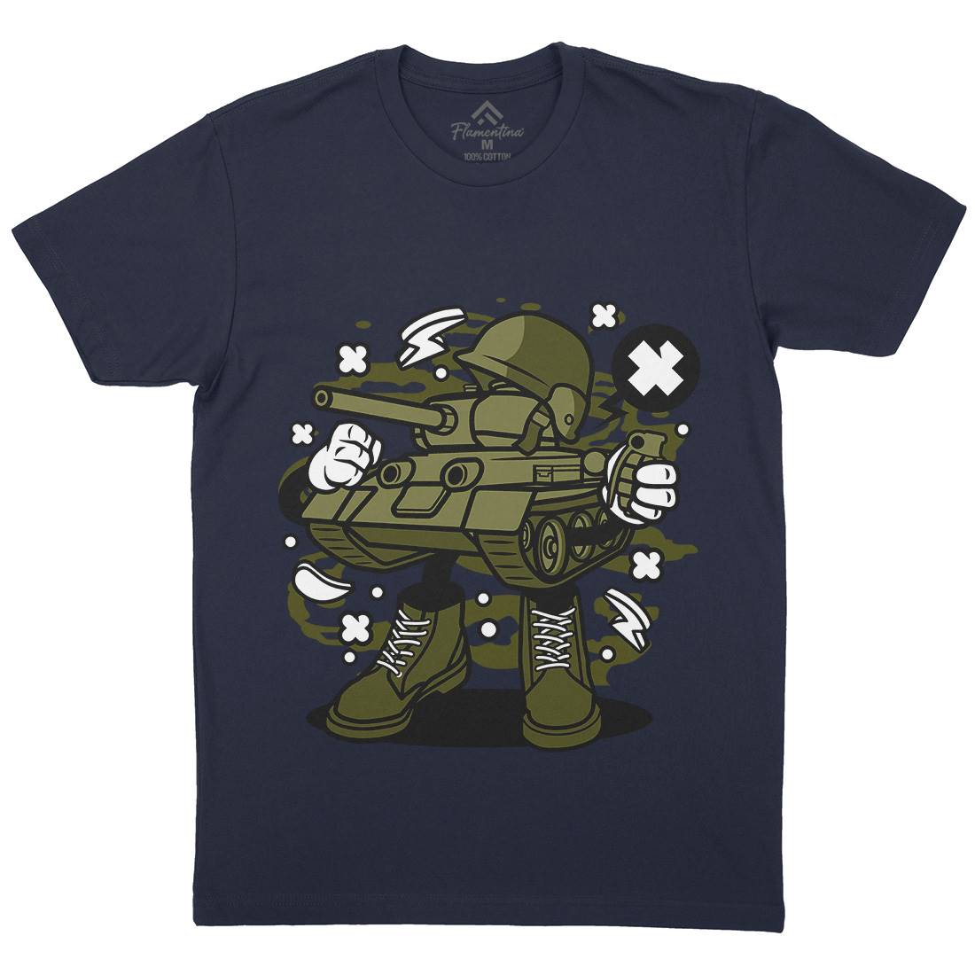 Tank Mens Organic Crew Neck T-Shirt Army C270
