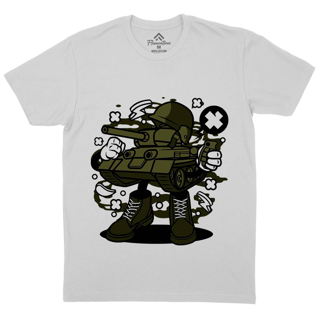 Tank Mens Crew Neck T-Shirt Army C270