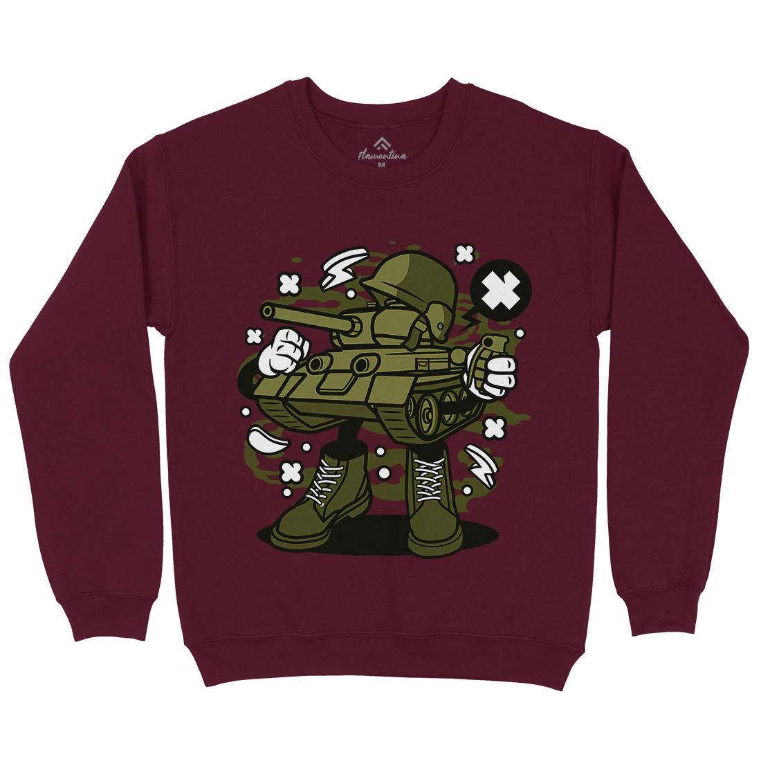 Tank Mens Crew Neck Sweatshirt Army C270