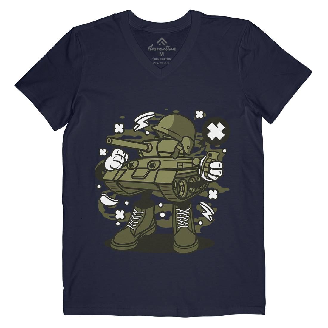 Tank Mens V-Neck T-Shirt Army C270