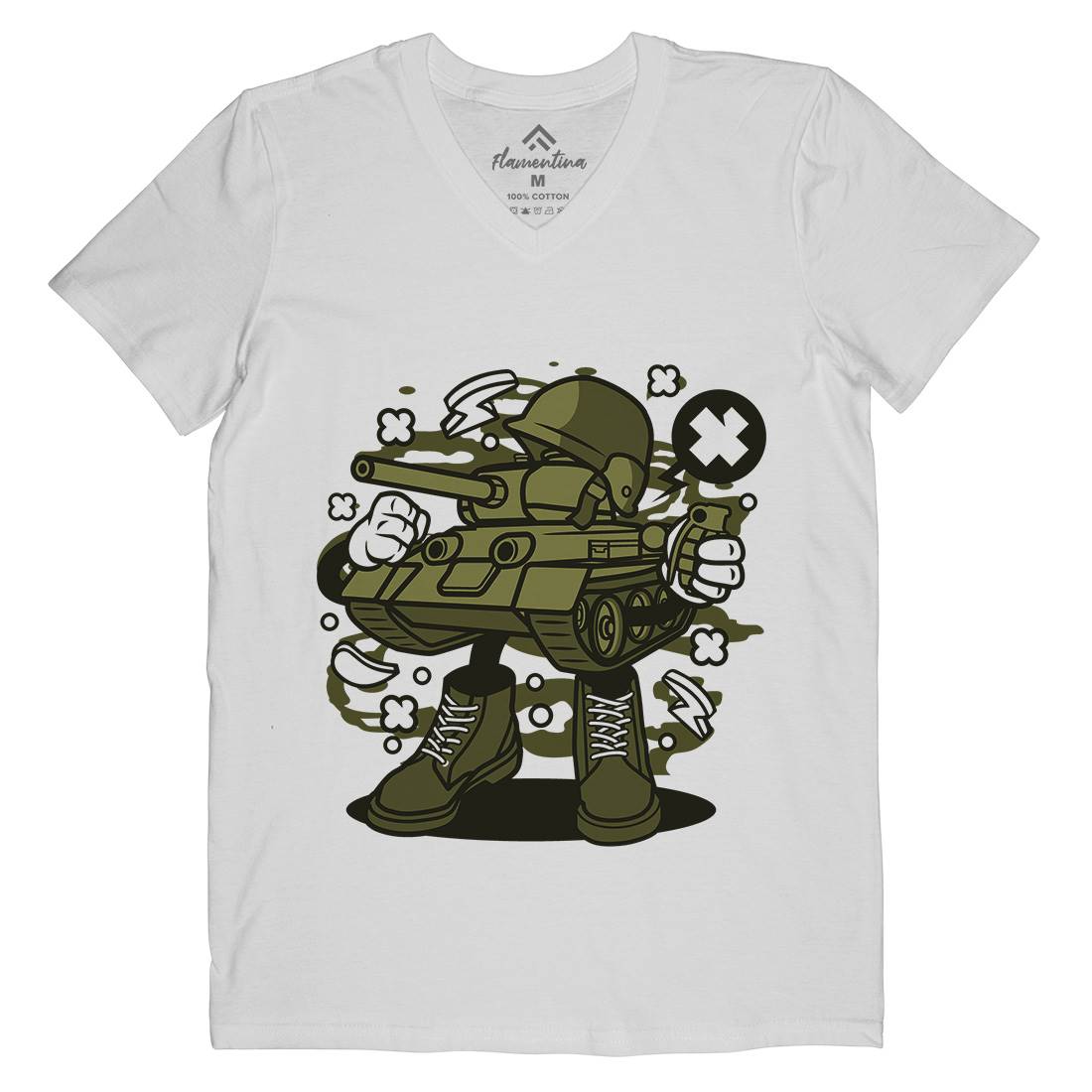 Tank Mens V-Neck T-Shirt Army C270