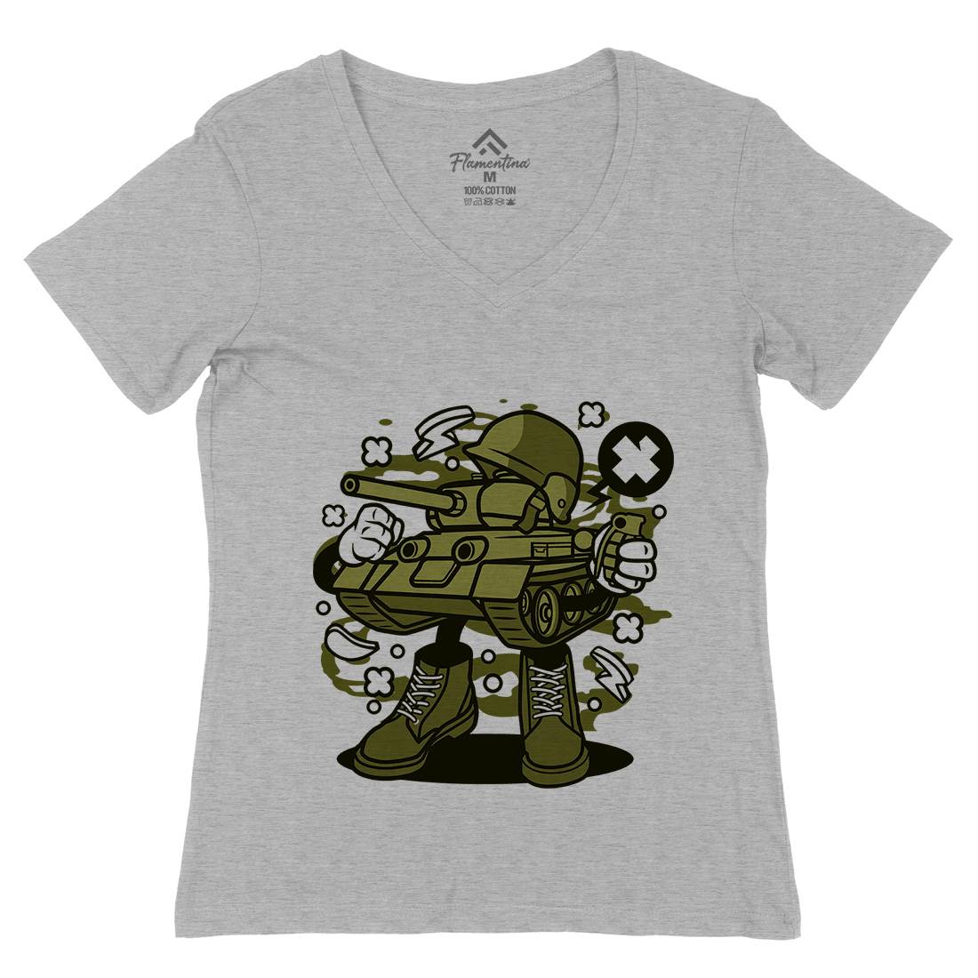 Tank Womens Organic V-Neck T-Shirt Army C270