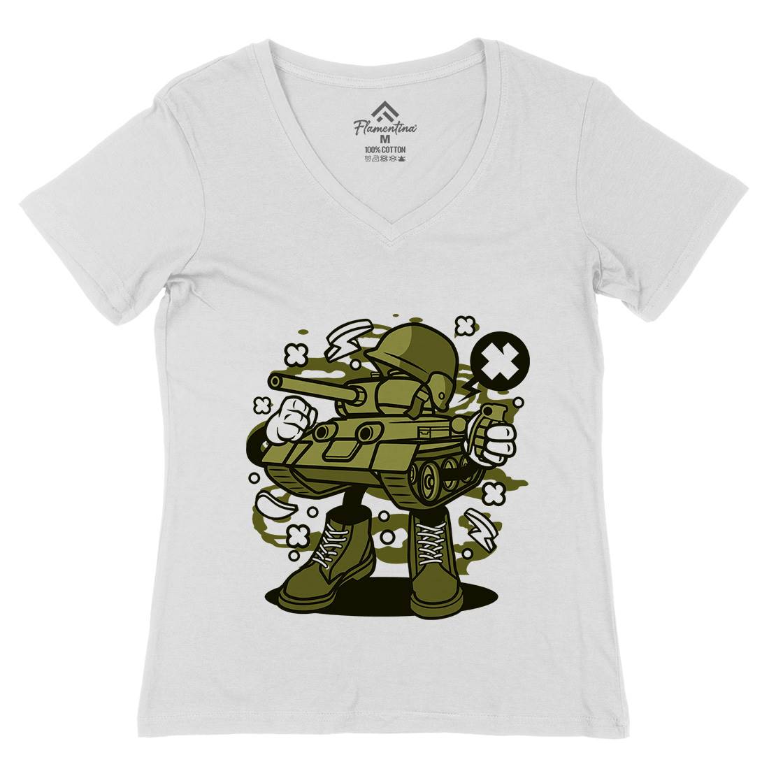 Tank Womens Organic V-Neck T-Shirt Army C270