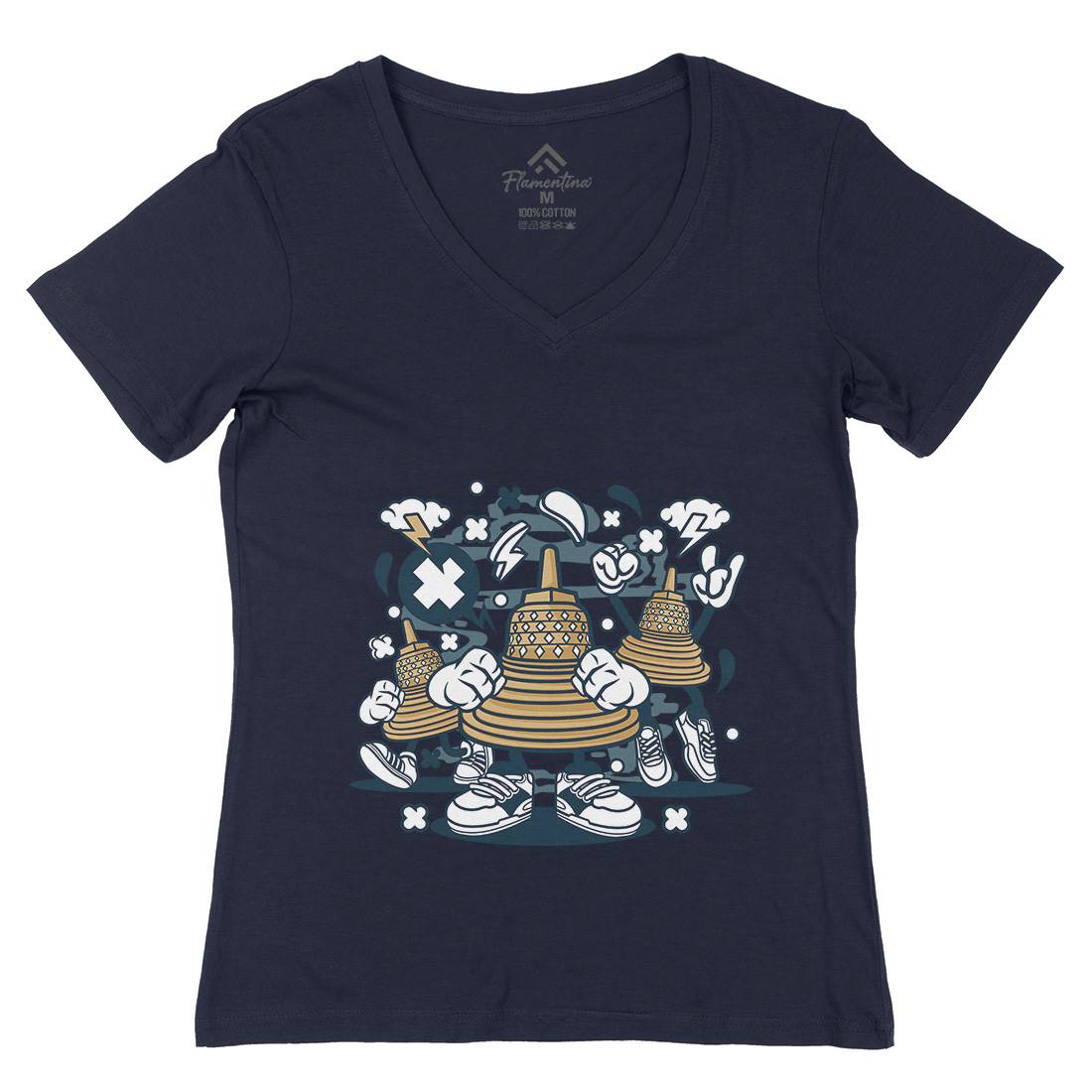 Temple Womens Organic V-Neck T-Shirt Asian C271