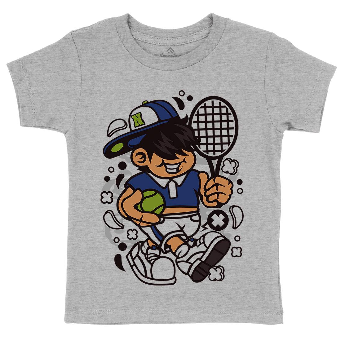 Tennis Kid Kids Organic Crew Neck T-Shirt Sport C273