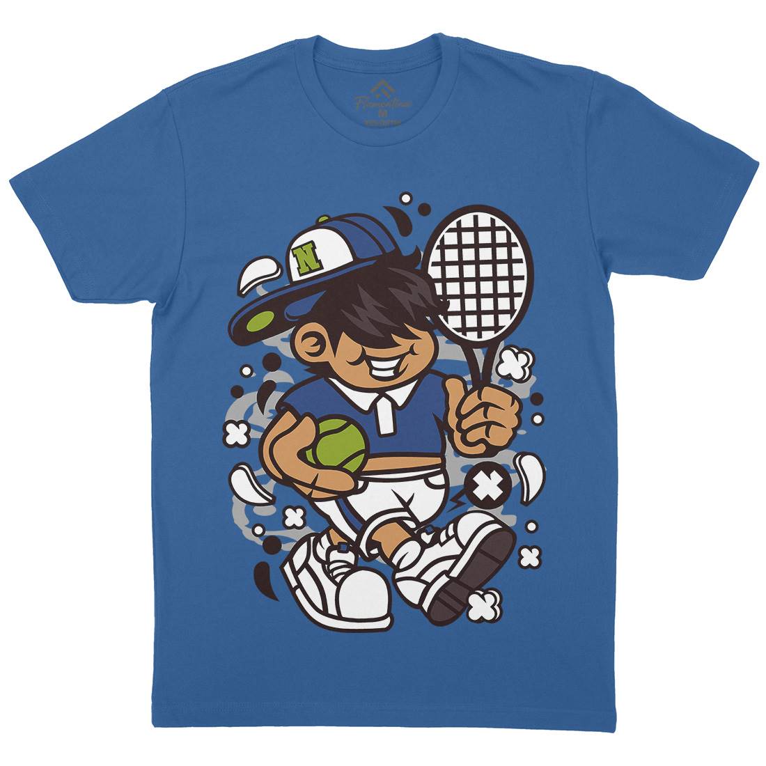 Tennis Kid Mens Organic Crew Neck T-Shirt Sport C273