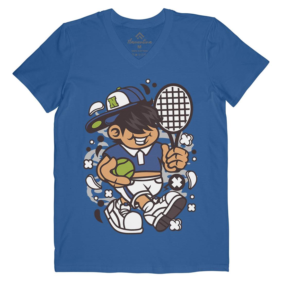 Tennis Kid Mens V-Neck T-Shirt Sport C273