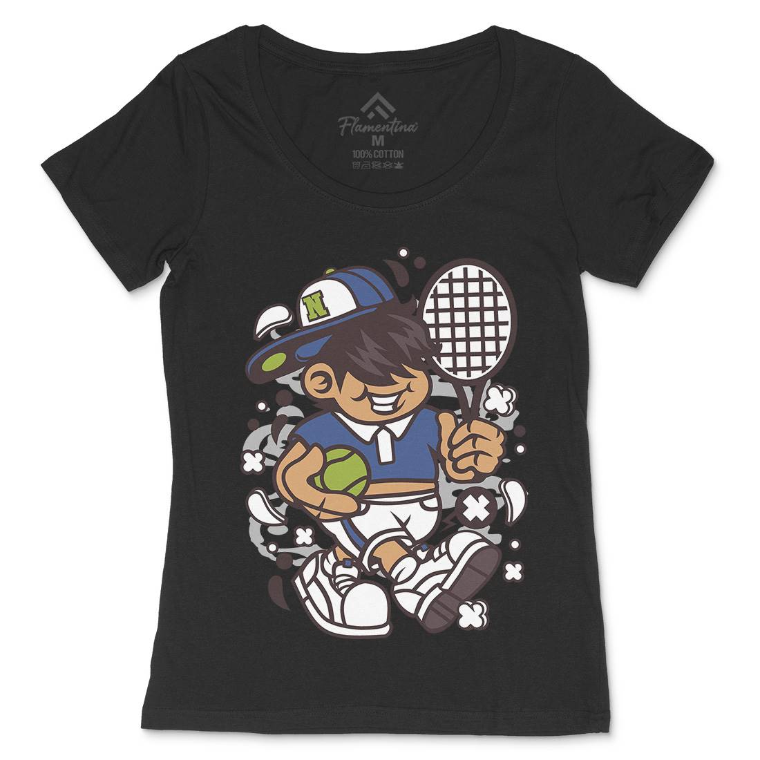 Tennis Kid Womens Scoop Neck T-Shirt Sport C273