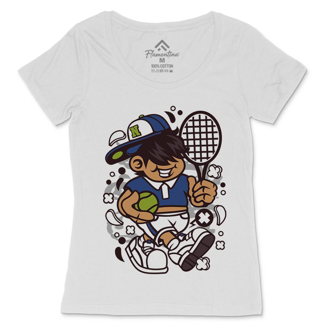 Tennis Kid Womens Scoop Neck T-Shirt Sport C273