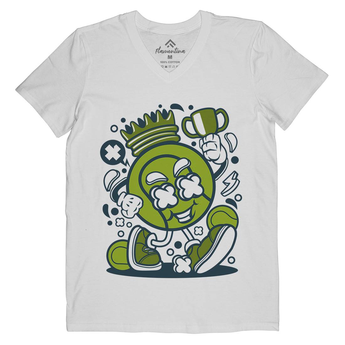 Tennis King Mens Organic V-Neck T-Shirt Sport C274
