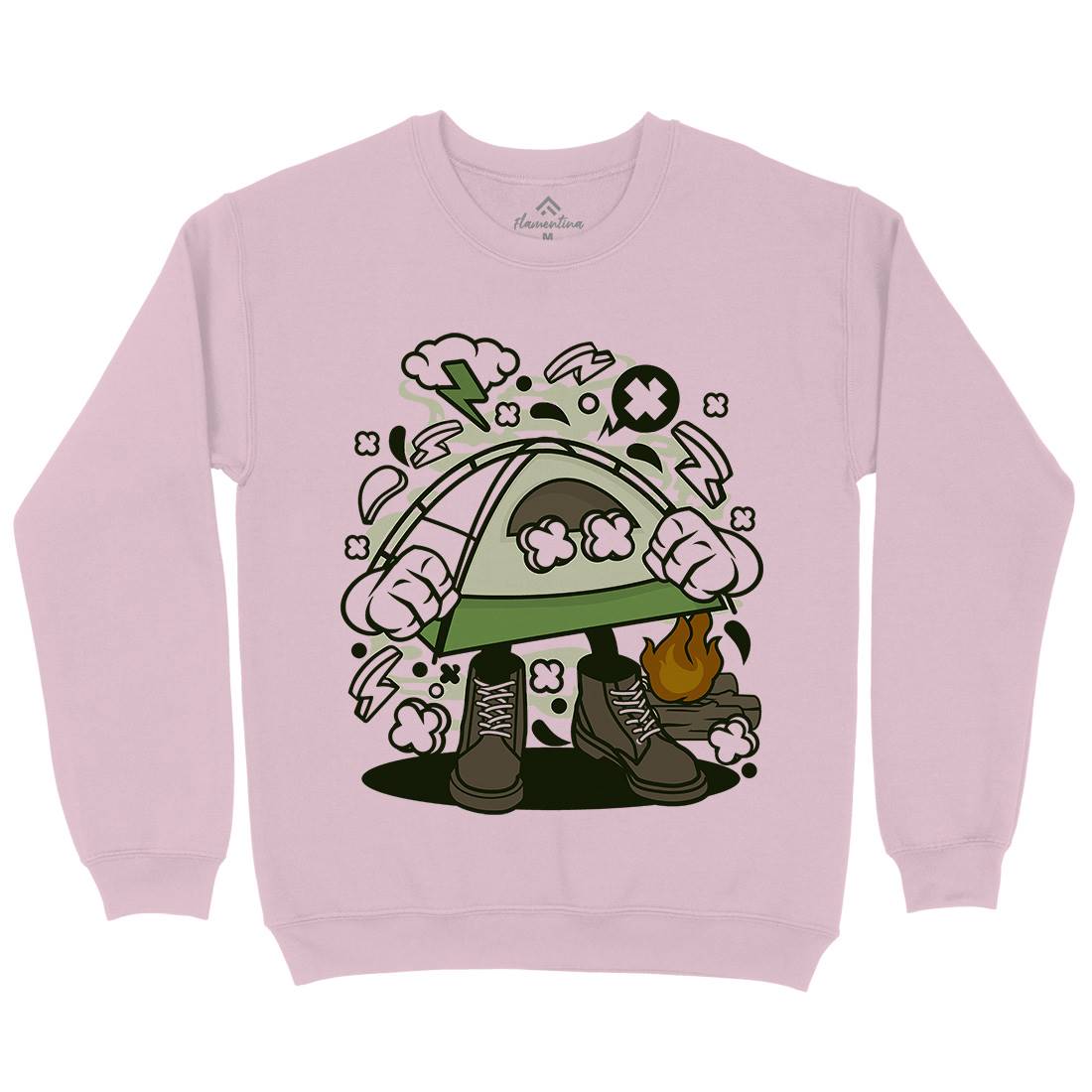 Tent Camp Fire Kids Crew Neck Sweatshirt Nature C275