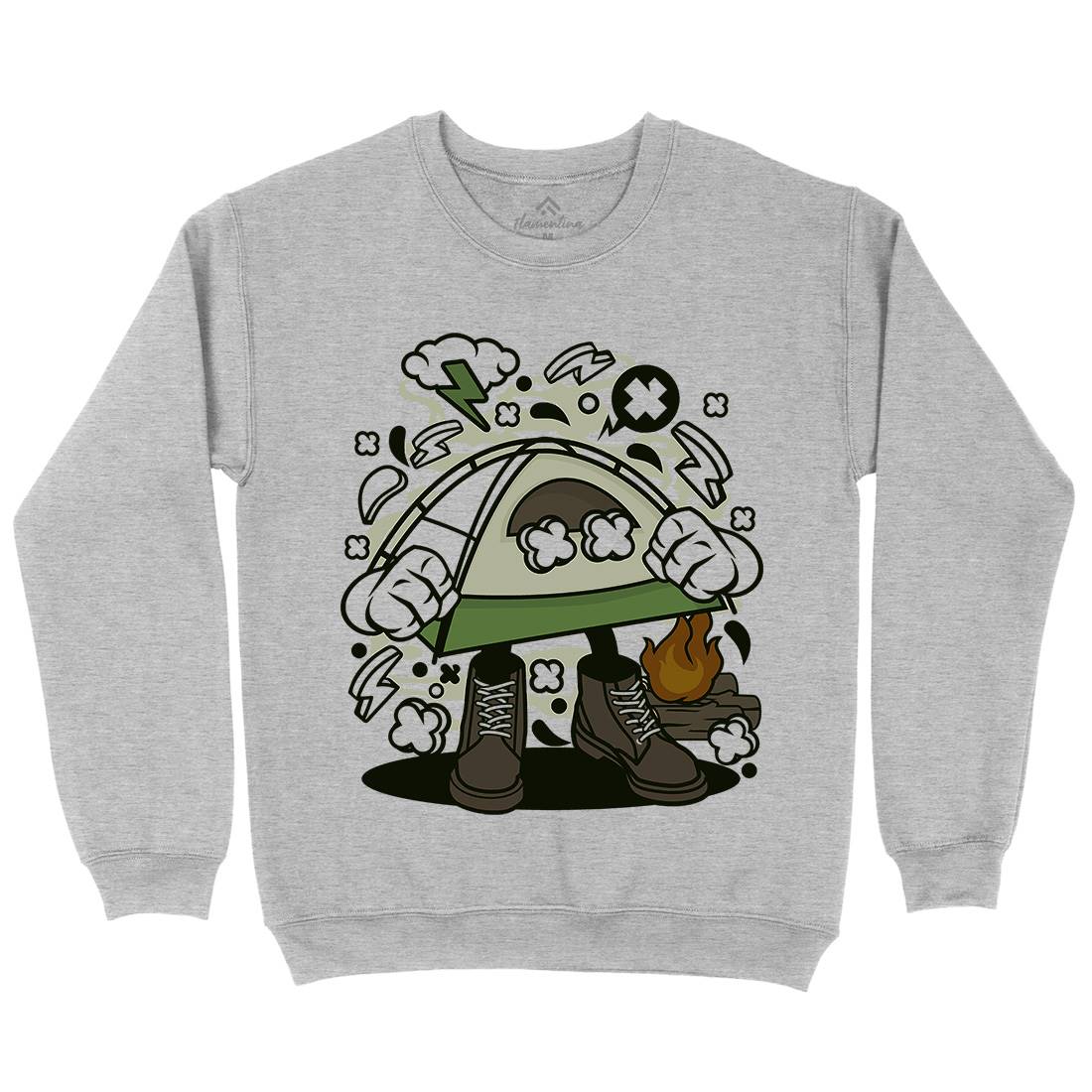 Tent Camp Fire Kids Crew Neck Sweatshirt Nature C275