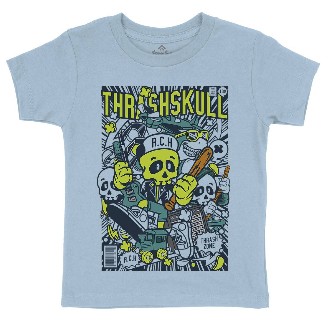Thrash Skull Kids Crew Neck T-Shirt Music C276