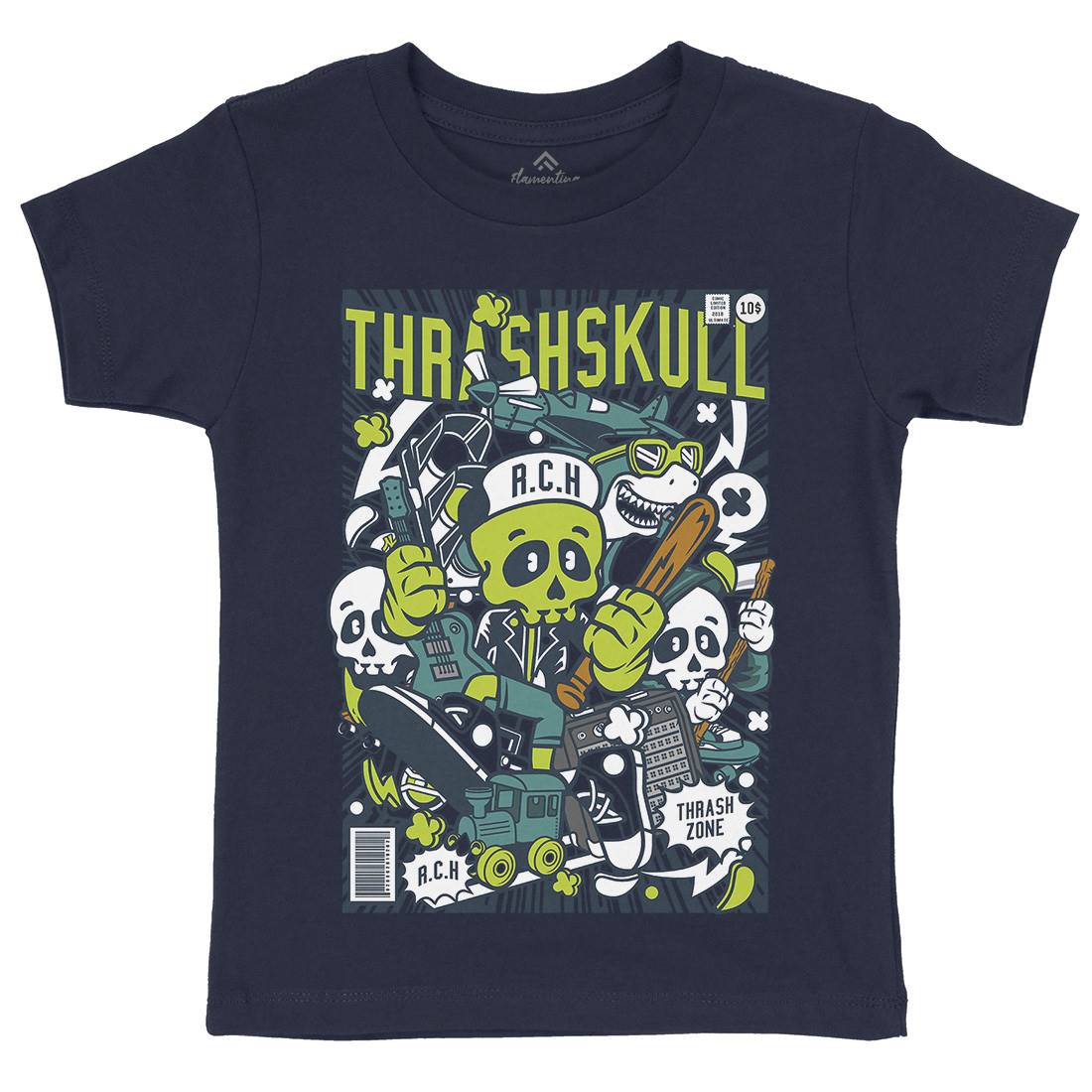 Thrash Skull Kids Organic Crew Neck T-Shirt Music C276