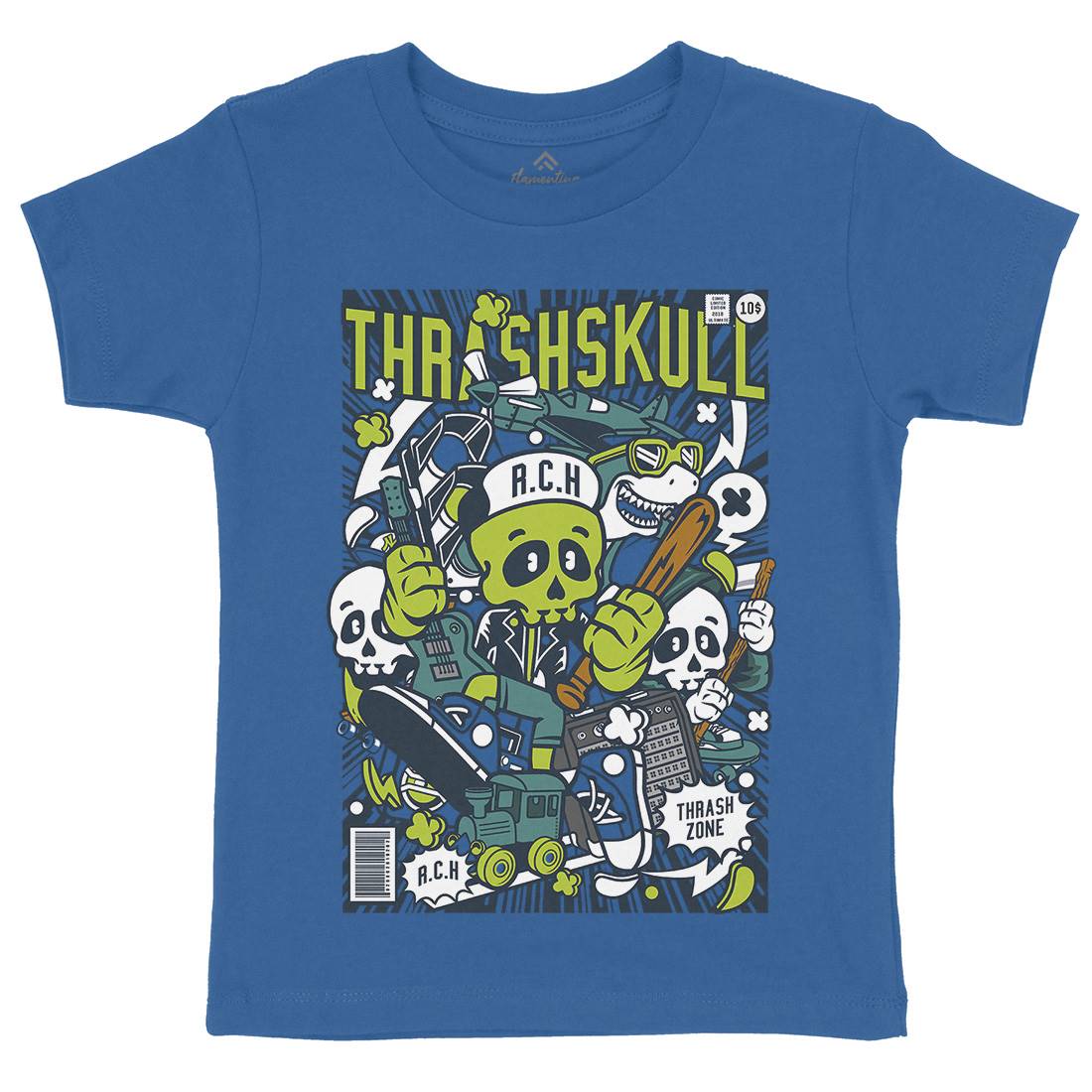 Thrash Skull Kids Crew Neck T-Shirt Music C276