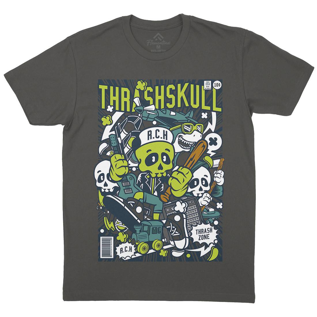 Thrash Skull Mens Crew Neck T-Shirt Music C276