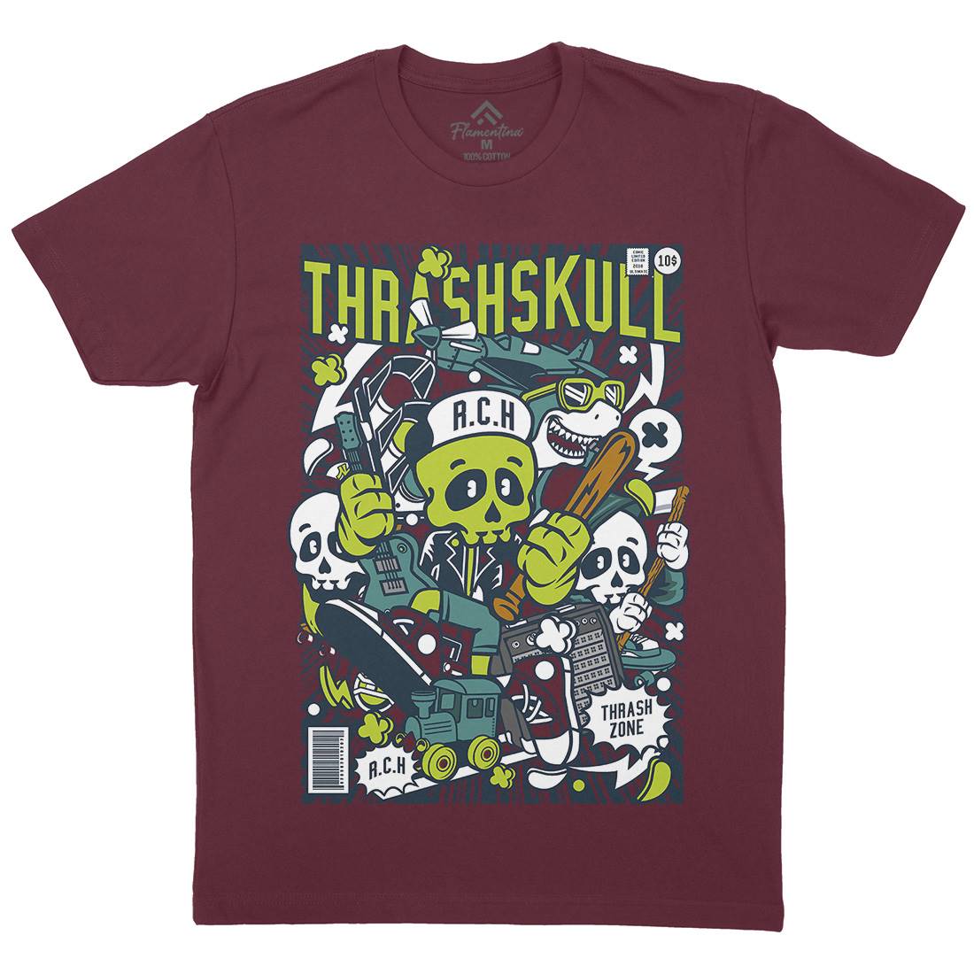 Thrash Skull Mens Crew Neck T-Shirt Music C276