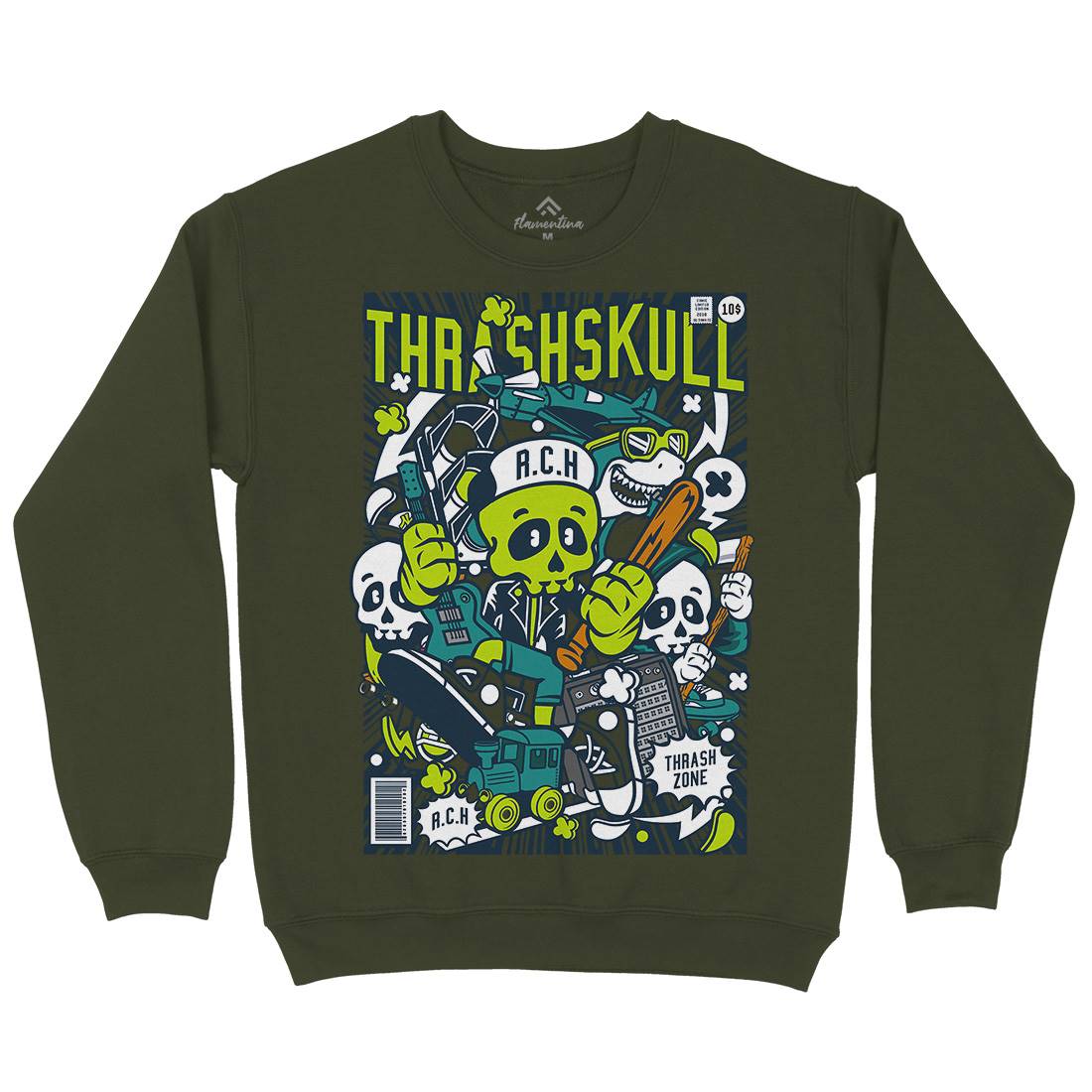 Thrash Skull Mens Crew Neck Sweatshirt Music C276