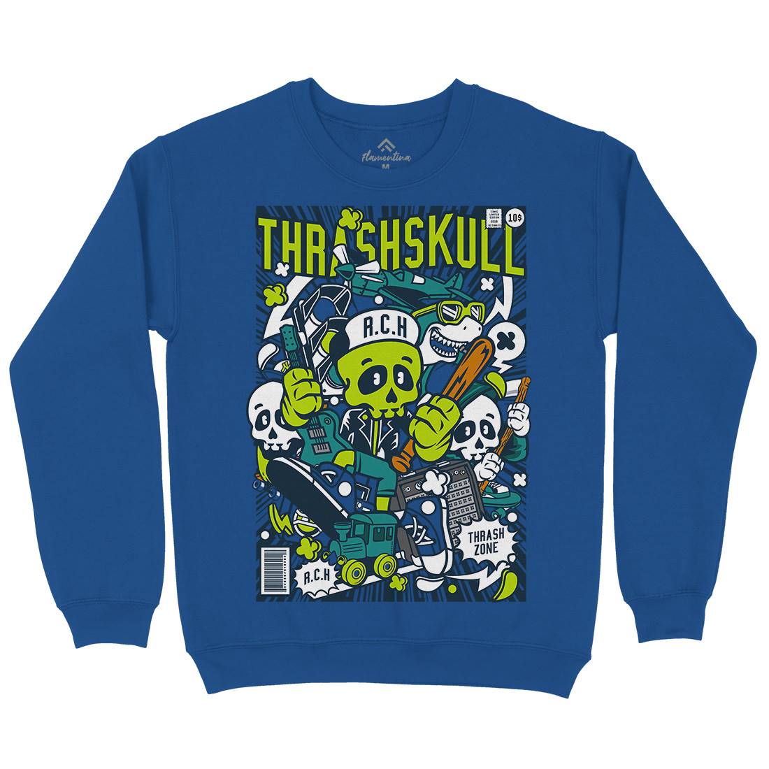 Thrash Skull Mens Crew Neck Sweatshirt Music C276
