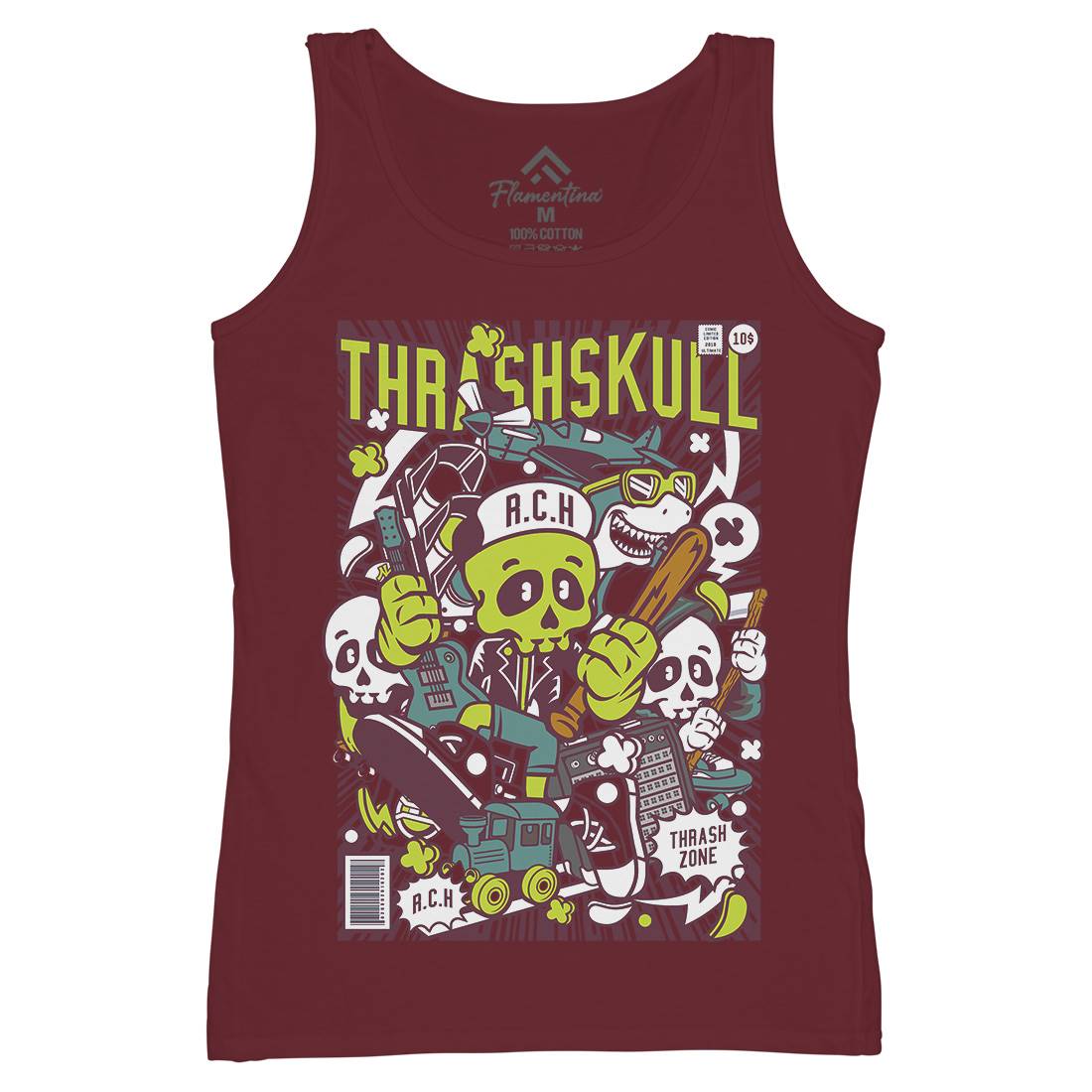 Thrash Skull Womens Organic Tank Top Vest Music C276