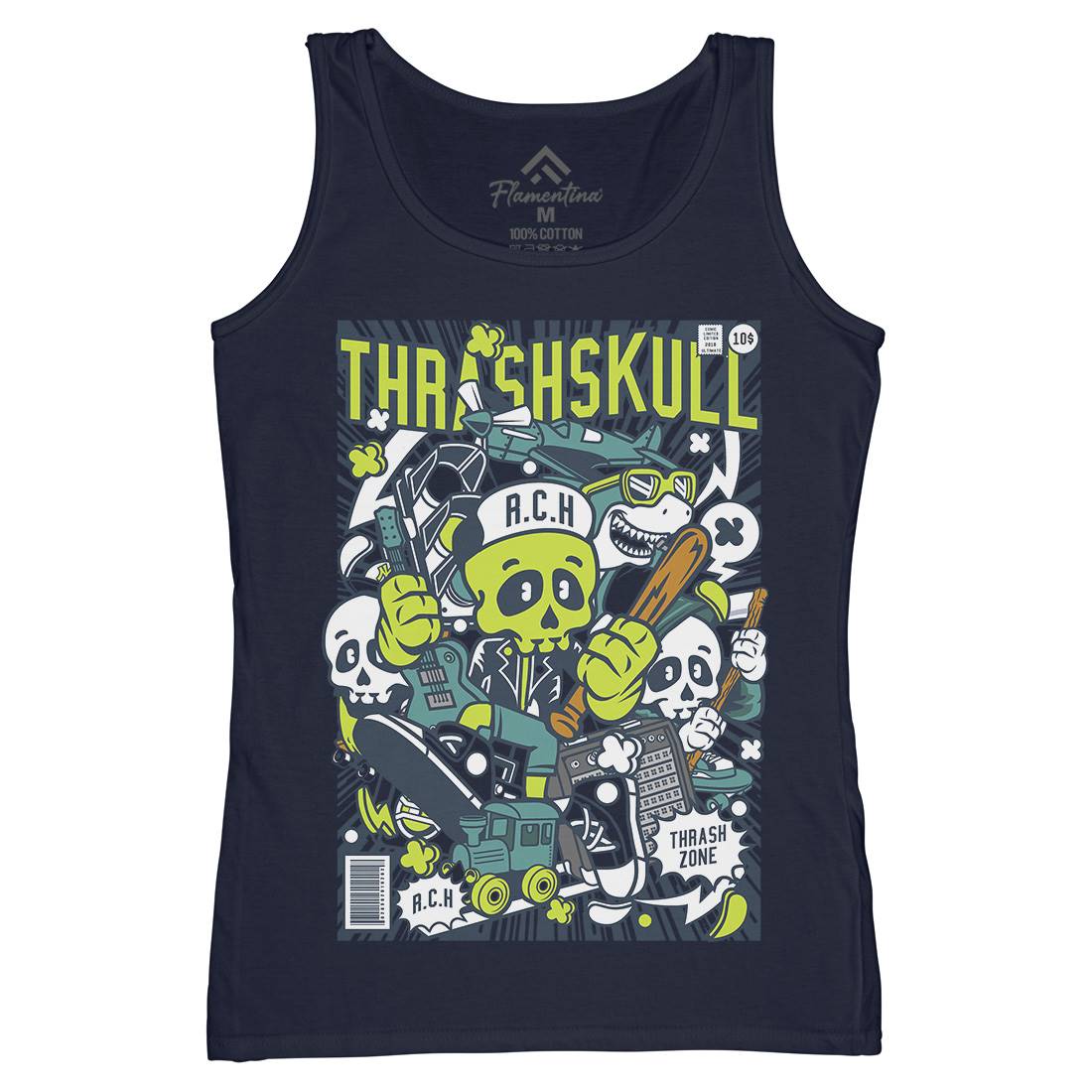 Thrash Skull Womens Organic Tank Top Vest Music C276