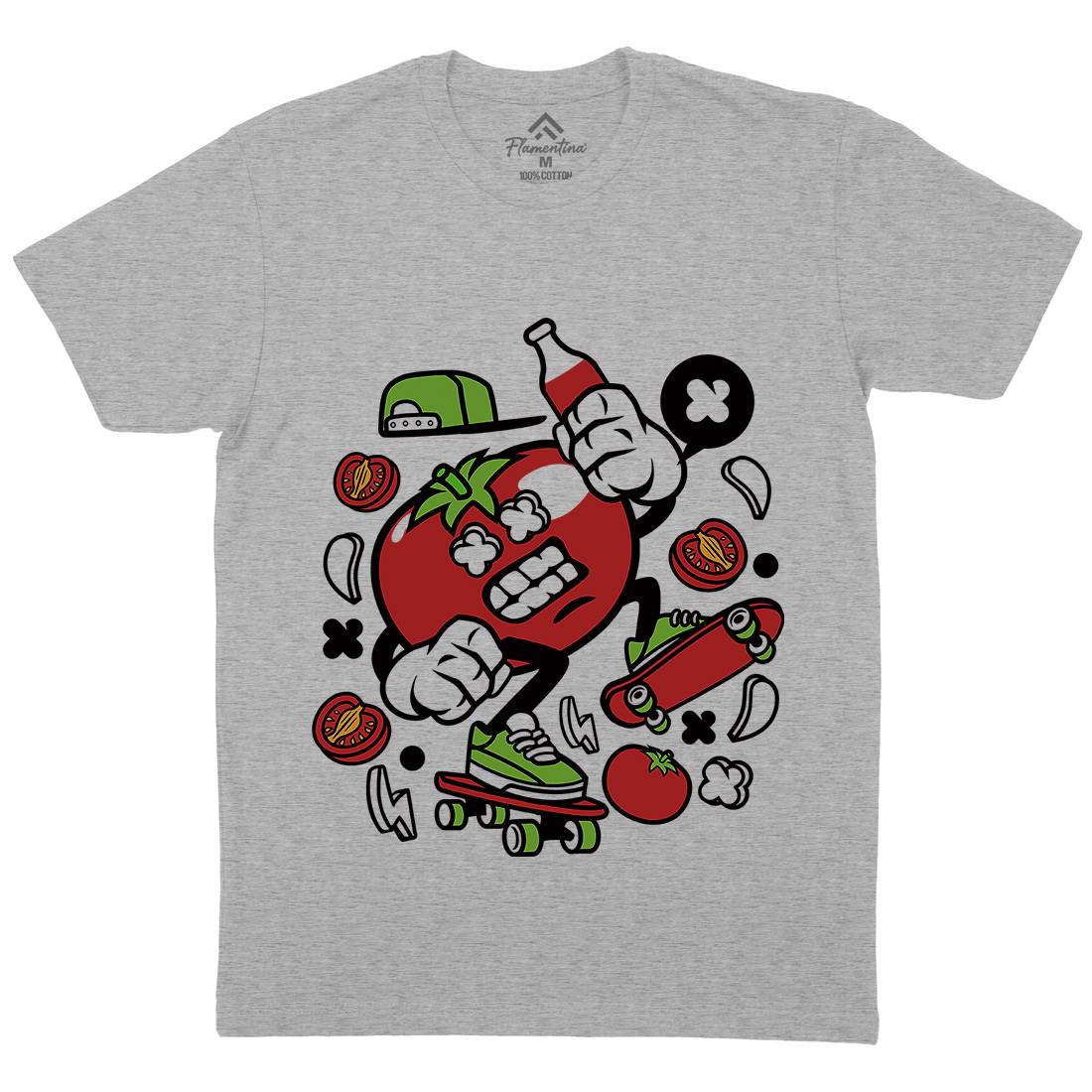 Tomato Mens Organic Crew Neck T-Shirt Food C280