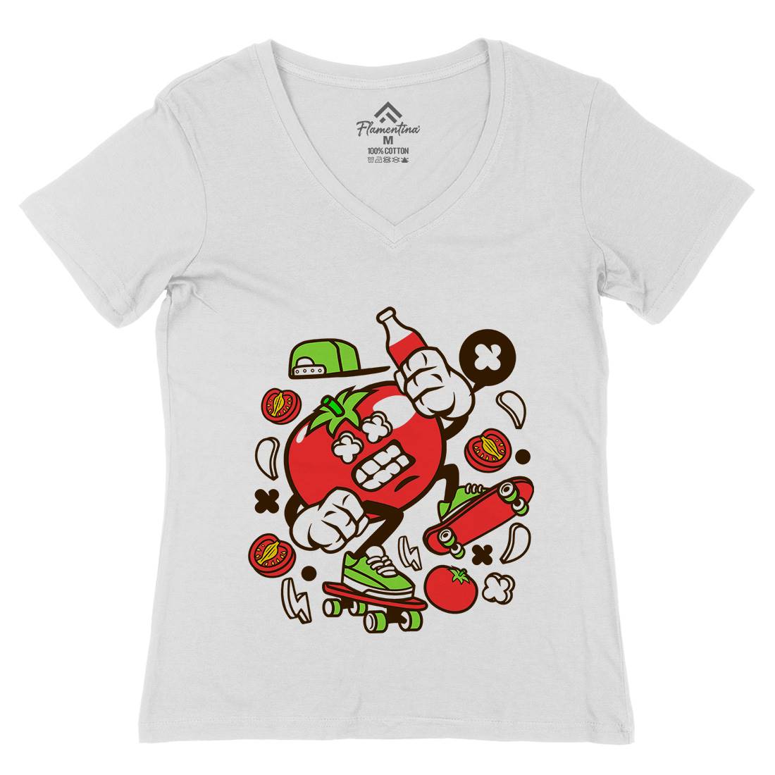 Tomato Womens Organic V-Neck T-Shirt Food C280