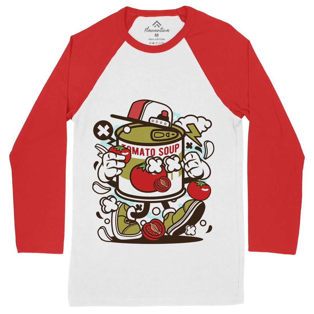 Tomato Soup Mens Long Sleeve Baseball T-Shirt Food C281