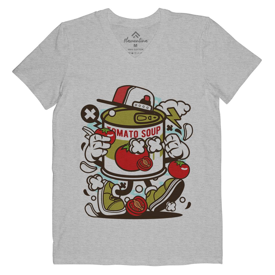 Tomato Soup Mens Organic V-Neck T-Shirt Food C281