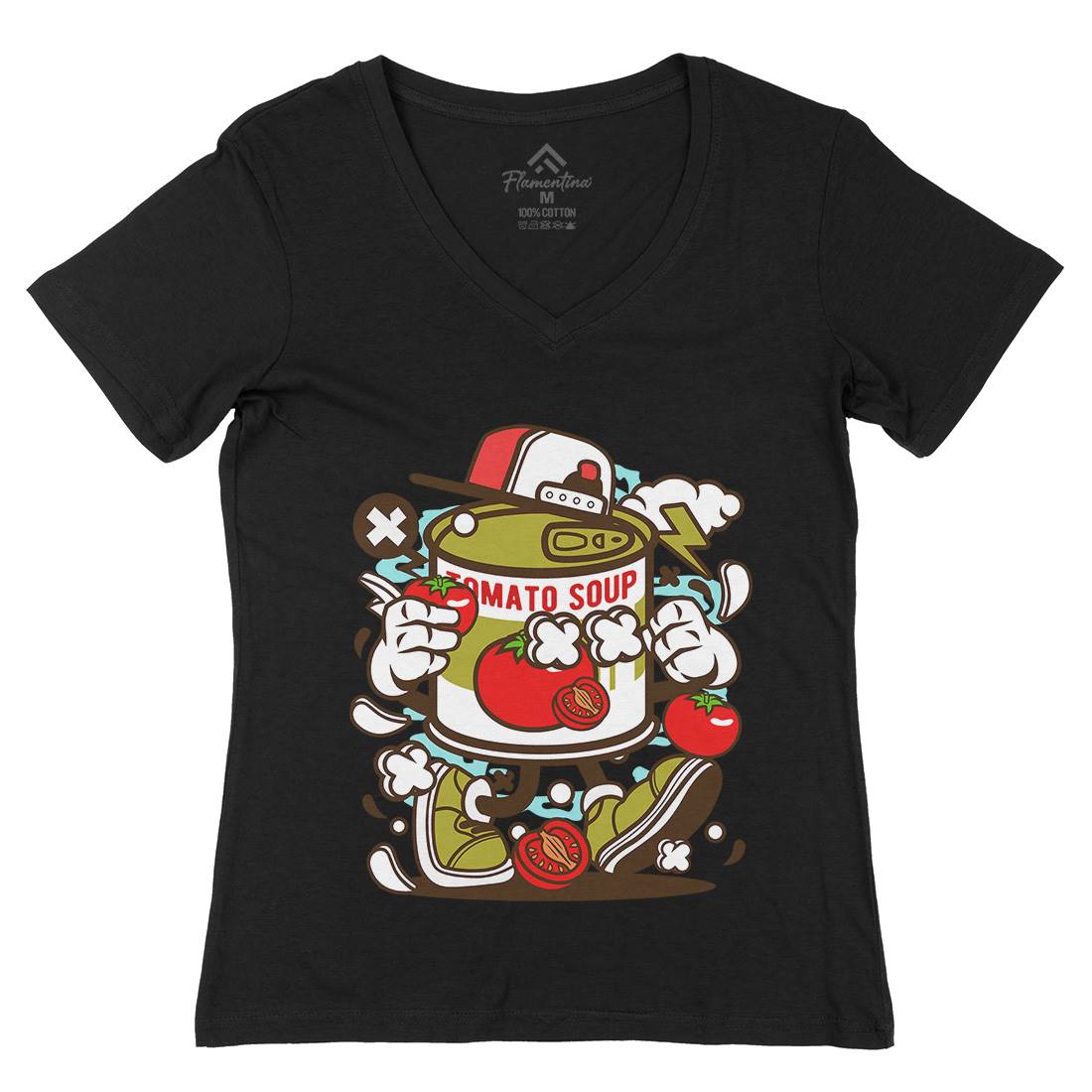 Tomato Soup Womens Organic V-Neck T-Shirt Food C281
